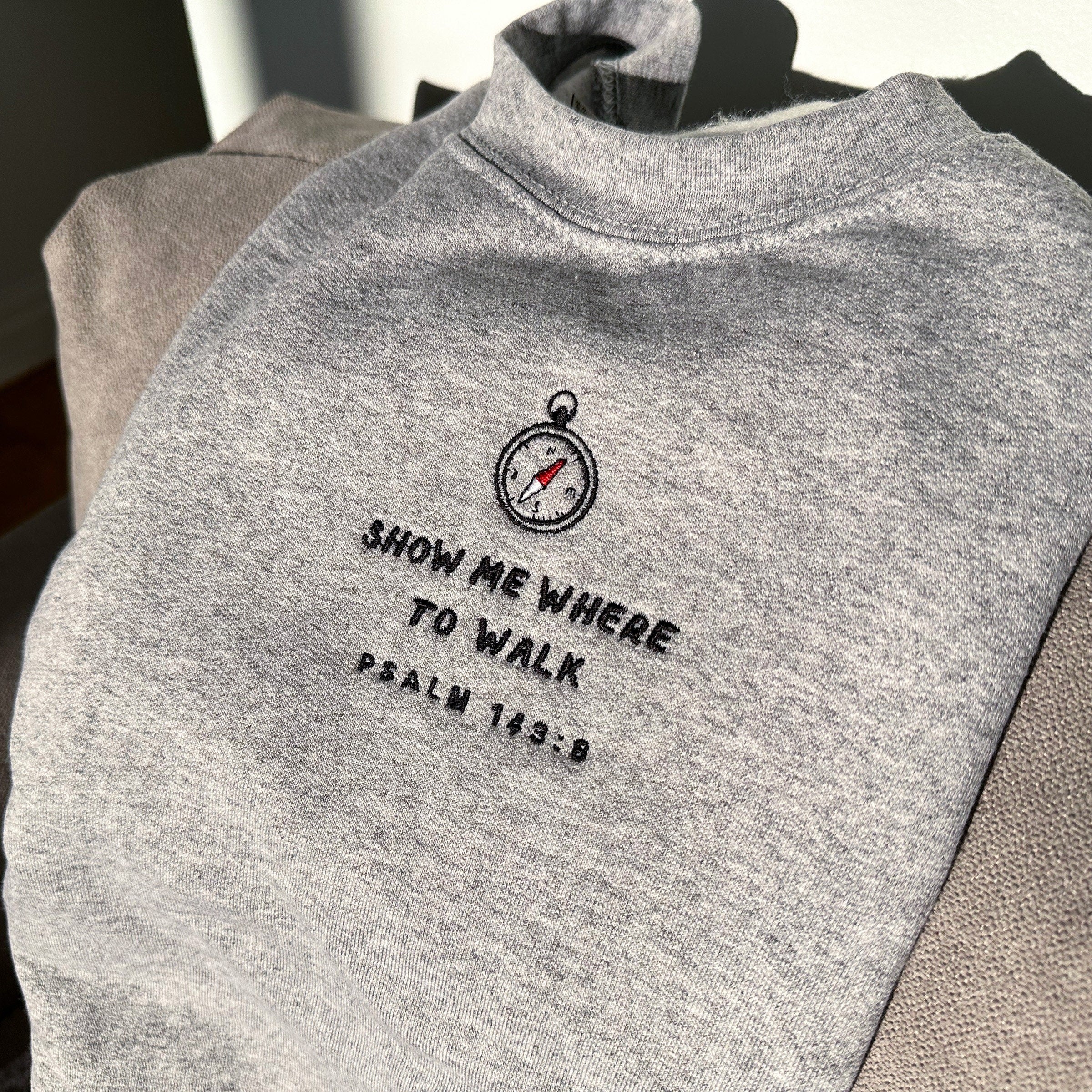 Embroidered 'Psalm 143' Christian Sweatshirt, Faith Crewneck, Bible Verse Sweatshirt, Christian Sweatshirt, Bible Sweatshirt, Aesthetic Sweatshirt, Christian Apparel